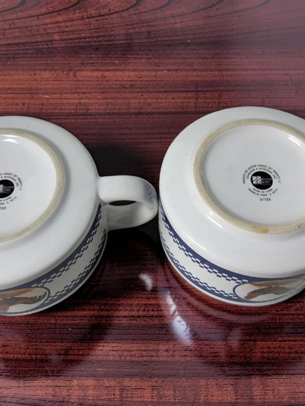 Vintaged Houston Harvest Set of 2 Ceramic Rooster or Chicken Soup Bowls